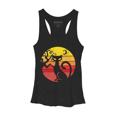 Women's Design By Humans Black Cat Halloween Costume Scary Vintage Cats By TaiHan Racerback Tank Top 3 Women's Design By Humans Black Cat Halloween Costume Scary Vintage Cats By TaiHan Racerback Tank Top - Image 3