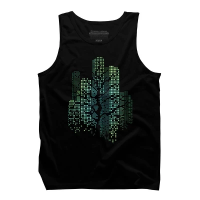 Men's Design By Humans City Lights And Tree By Alnavasord Tank Top 2 Men's Design By Humans City Lights And Tree By Alnavasord Tank Top - Image 2