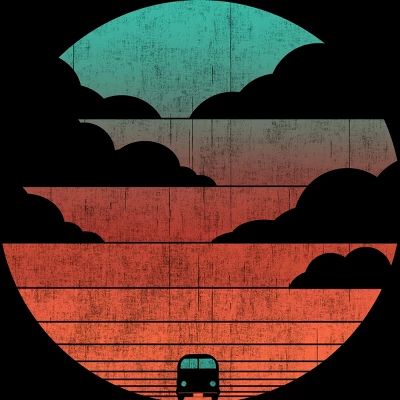 Junior's Design By Humans Driving Into The Sunset By Radiomode T-Shirt 1 Junior's Design By Humans Driving Into The Sunset By Radiomode T-Shirt