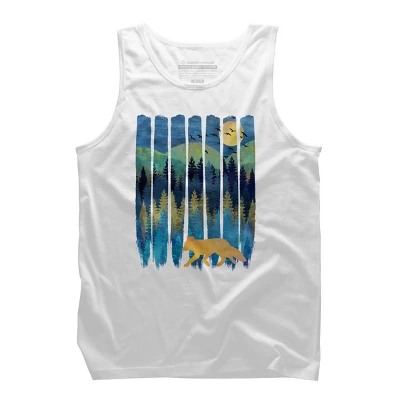 Men's Design By Humans Fox Forest Night By Maryedenoa Tank Top 9 Men's Design By Humans Fox Forest Night By Maryedenoa Tank Top - Image 9