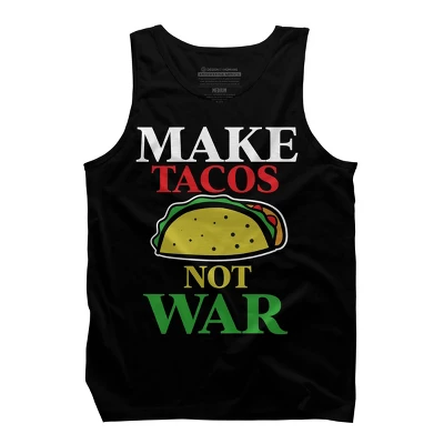 Men's Design By Humans Make Tacos Not War By MusicoIlustre Tank Top 2 Men's Design By Humans Make Tacos Not War By MusicoIlustre Tank Top - Image 2
