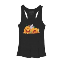 Women's Design By Humans Halloween Cartoon Pumpkins And Ghost By VectorVillain Racerback Tank Top -Design By Humans GUEST a56bf2ef ecd4 41c9 86f3 313c514edb45