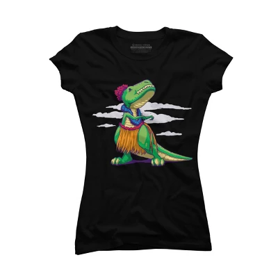 Junior's Design By Humans Hula Rex By Paxdomino T-Shirt 3 Junior's Design By Humans Hula Rex By Paxdomino T-Shirt - Image 3