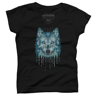 Girl's Design By Humans Geometric Wolf By Jun087 T-Shirt 3 Girl's Design By Humans Geometric Wolf By Jun087 T-Shirt - Image 3