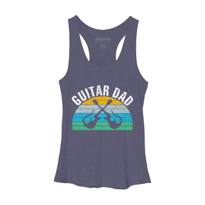 Women's Design By Humans Retro Dueling Electric Guitar Dad By DragonTee Racerback Tank Top 2 Women's Design By Humans Retro Dueling Electric Guitar Dad By DragonTee Racerback Tank Top - Image 2