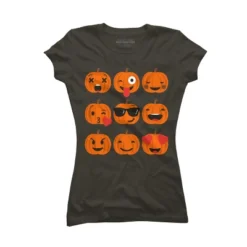 Junior's Design By Humans Halloween Pumpkins Emoji By Honeytree T-Shirt -Design By Humans GUEST ad0f3b4d 5632 4c68 b158 c6ddd874e7d7