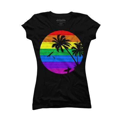 Junior's Design By Humans Rainbow Summer By Clingcling T-Shirt 3 Junior's Design By Humans Rainbow Summer By Clingcling T-Shirt - Image 3