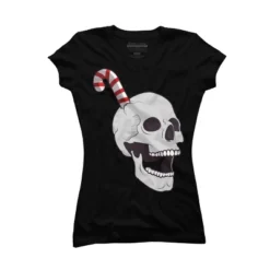 Junior's Design By Humans Christmas Skull By AllenStudio T-Shirt -Design By Humans GUEST aed24280 6786 45ad 97b8 e906ed12a73f