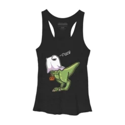 Women's Design By Humans Halloween Ghost Dinosaur By Whynot007 Racerback Tank Top -Design By Humans GUEST af0d0de9 60ee 453a 887c 890051222746