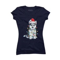 Junior's Design By Humans Siberian Husky Santa Christmas Tree Lights Xmas Gifts Boys T-Shi By NekoShop T-Shirt -Design By Humans GUEST af39eb65 e59a 4b7a bba6 a459741fe2cd