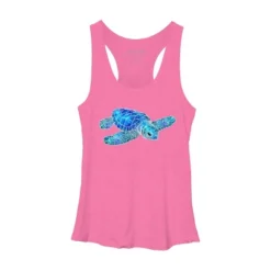 Women's Design By Humans Blue And Green Watercolor Sea Turtle By Maryedenoa Racerback Tank Top -Design By Humans GUEST af684d76 bc21 4f1e 8b86 e80f3b1c70ff