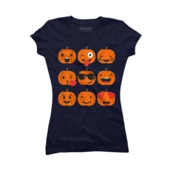 Junior's Design By Humans Halloween Pumpkins Emoji By Honeytree T-Shirt -Design By Humans GUEST afa0cd4c 2e66 42b2 9825 e5515780ea50
