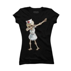 Junior's Design By Humans Halloween Dabbing Funny Skeleton Nurse RN Costume Gift By COVI T-Shirt -Design By Humans GUEST afb787f6 4f24 4ecc 9e2a 1971ff3fc75d