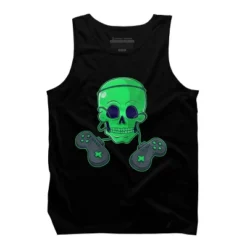 Men's Design By Humans Halloween Skeleton Skull Crossbones Video Gamer By TaiHan Tank Top -Design By Humans GUEST b23f1e86 b1e9 4495 bebc 2ff7549e7581