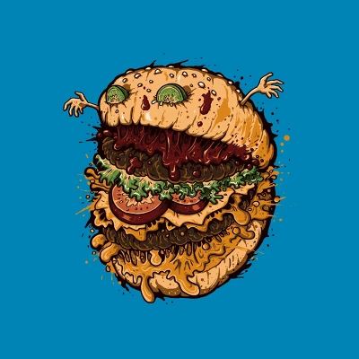 Boy's Design By Humans Monster Burger By LetterQ T-Shirt 1 Boy's Design By Humans Monster Burger By LetterQ T-Shirt