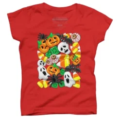 Girl's Design By Humans Halloween Spooky Candies Party By BluedarkArt T-Shirt -Design By Humans GUEST b7ebebfb 5de2 41b4 98a7 5797866ba026