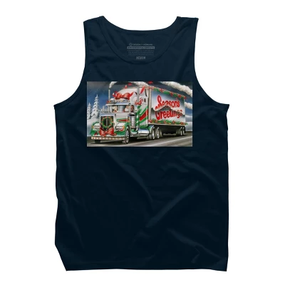 Men's Design By Humans Truck Driver Christmas Shirt Seasons Greetings By Galvanized Tank Top 5 Men's Design By Humans Truck Driver Christmas Shirt Seasons Greetings By Galvanized Tank Top - Image 5