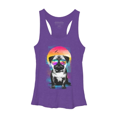 Women's Design By Humans Summer Pug By Clingcling Racerback Tank Top 5 Women's Design By Humans Summer Pug By Clingcling Racerback Tank Top - Image 5