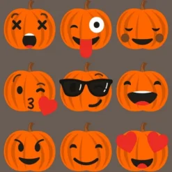 Women's Design By Humans Halloween Pumpkins Emoji By Honeytree Racerback Tank Top