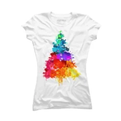 Junior's Design By Humans Colorful Christmas Tree By DesignReadyStore T-Shirt -Design By Humans GUEST bc4e7b6d 21e6 4050 adde 8e764b3a93fb