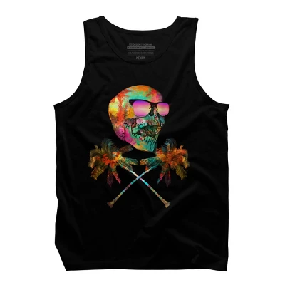Men's Design By Humans Palm Tree Summer Cross Bones By Johnthan Tank Top 2 Men's Design By Humans Palm Tree Summer Cross Bones By Johnthan Tank Top - Image 2