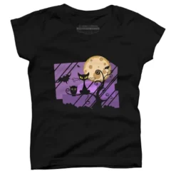 Girl's Design By Humans Night Halloween Moon By ChadiElHanchi T-Shirt -Design By Humans GUEST bedc42fc 7ca6 434d aea9 2c095b7fd4a1