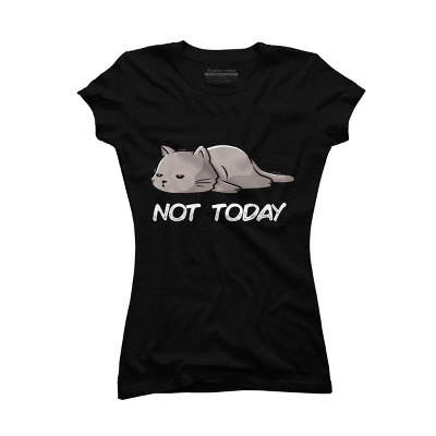 Junior's Design By Humans Not Today Cat By EduEly T-Shirt 3 Junior's Design By Humans Not Today Cat By EduEly T-Shirt - Image 3