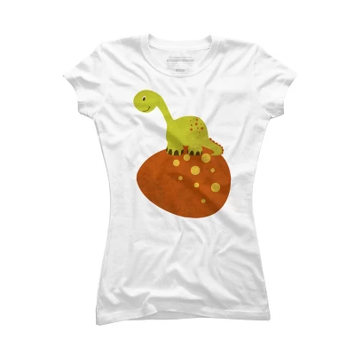 Junior's Design By Humans Happy Cute Dino By Parjono T-Shirt 10 Junior's Design By Humans Happy Cute Dino By Parjono T-Shirt - Image 10