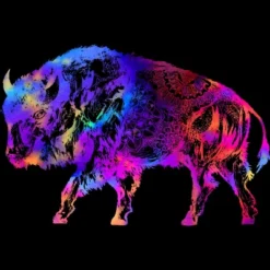 Junior's Design By Humans Rainbow Buffalo By ZeichenbloQ T-Shirt