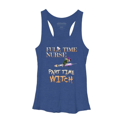 Women's Design By Humans Halloween Costume Full Time Nurse Part-Time Witch By TeeShirtMadness Racerback Tank Top 5 Women's Design By Humans Halloween Costume Full Time Nurse Part-Time Witch By TeeShirtMadness Racerback Tank Top - Image 5