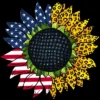Junior's Design By Humans July 4th American Sunflower Leopard By Mehmus T-Shirt