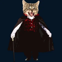 Boy's Design By Humans Catcula Cat Kitten Dracula Cute Funny Halloween T Shirt By JOHANNESART T-Shirt