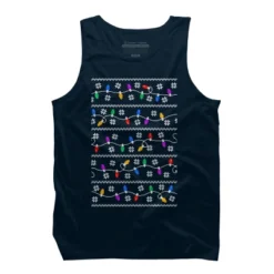 Men's Design By Humans Christmas Garland Lights Retro Pixel Pattern By R4Design Tank Top -Design By Humans GUEST c6d9c176 bfa2 4efd 98ac ba74d68c4338