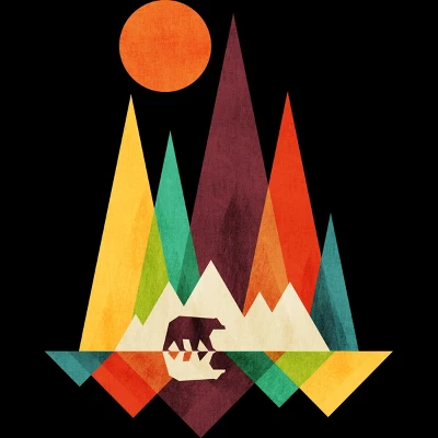 Junior's Design By Humans Mountain Bear By Radiomode T-Shirt 1 Junior's Design By Humans Mountain Bear By Radiomode T-Shirt