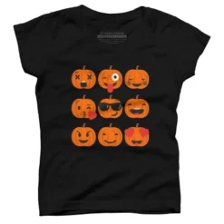 Girl's Design By Humans Halloween Pumpkins Emoji By Honeytree T-Shirt -Design By Humans GUEST c8aefd47 8e18 4753 885d e1e9165696da