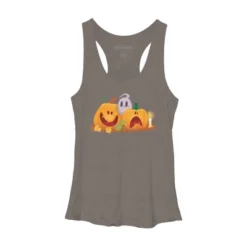 Women's Design By Humans Halloween Cartoon Pumpkins And Ghost By VectorVillain Racerback Tank Top -Design By Humans GUEST ca6ccfa7 7a1e 4d09 bfd7 5985bc2bb340
