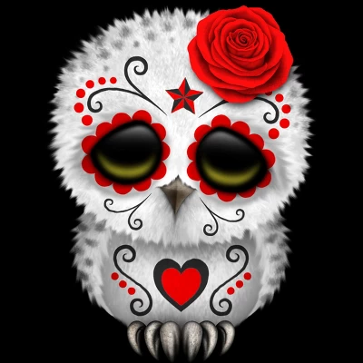 Girl's Design By Humans Cute Red Day Of The Dead Sugar Skull Owl By Jeffbartels T-Shirt 1 Girl's Design By Humans Cute Red Day Of The Dead Sugar Skull Owl By Jeffbartels T-Shirt
