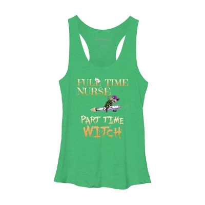 Women's Design By Humans Halloween Costume Full Time Nurse Part-Time Witch By TeeShirtMadness Racerback Tank Top 4 Women's Design By Humans Halloween Costume Full Time Nurse Part-Time Witch By TeeShirtMadness Racerback Tank Top - Image 4