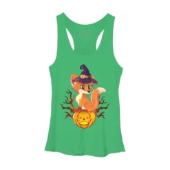 Women's Design By Humans Cute Witch Fox With Jack O Lantern Halloween Shirt By Thebeardstudio Racerback Tank Top -Design By Humans GUEST cb42b7b3 48dd 4436 b641 a59b58d9abd5