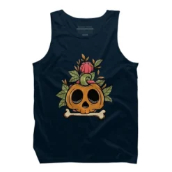 Men's Design By Humans Halloween With Rose Illustration By Rukurustudio Tank Top -Design By Humans GUEST cb84fbec e9b6 47e2 8560 5c29b6a40066
