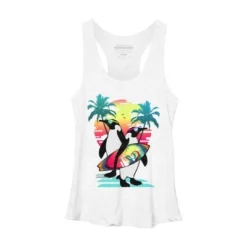 Women's Design By Humans Penguin Summer Vacation By Clingcling Racerback Tank Top -Design By Humans GUEST cd523277 7b2b 4740 9662 ab8bdcca77a6