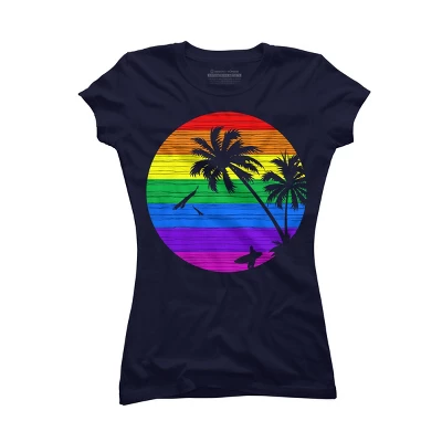 Junior's Design By Humans Rainbow Summer By Clingcling T-Shirt 4 Junior's Design By Humans Rainbow Summer By Clingcling T-Shirt - Image 4