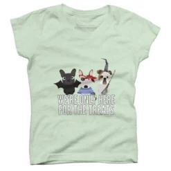 Girl's Design By Humans Dog Halloween - We're Only Here For The Treats By PedigreePrints T-Shirt -Design By Humans GUEST cf5eb288 fe3b 4ffd afa1 7257f74856a2