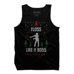 Men's Design By Humans Floss Like A Boss Ugly Christmas Sweater By Shirtpublic Tank Top -Design By Humans GUEST d0a51379 87d3 46d2 ac42 518006cba89b