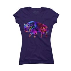 Junior's Design By Humans Rainbow Buffalo By ZeichenbloQ T-Shirt -Design By Humans GUEST d0bcff7f 4766 4973 b6da 8413755911dc