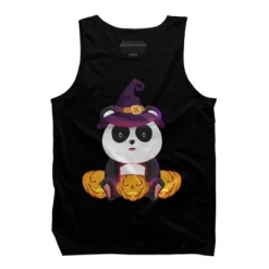 Men's Design By Humans Cute Panda Mock Up Witch With Jack O Lantern Halloween T-Shirt By Thebeardstudio Tank Top -Design By Humans GUEST d1ff9926 43a0 4656 a3fd 303b81970424
