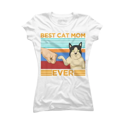 Junior's Design By Humans Best Cat Mom Ever Retro Stripes By Shirtpublic T-Shirt 3 Junior's Design By Humans Best Cat Mom Ever Retro Stripes By Shirtpublic T-Shirt - Image 3