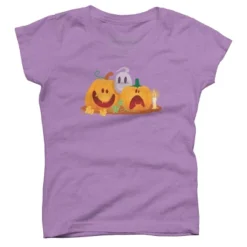 Girl's Design By Humans Halloween Cartoon Pumpkins And Ghost By VectorVillain T-Shirt -Design By Humans GUEST d3e1ca66 a865 40c7 b96b 400bdf261d24
