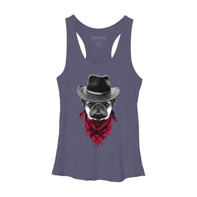 Women's Design By Humans Cowboy Pug By Clingcling Racerback Tank Top 3 Women's Design By Humans Cowboy Pug By Clingcling Racerback Tank Top - Image 3