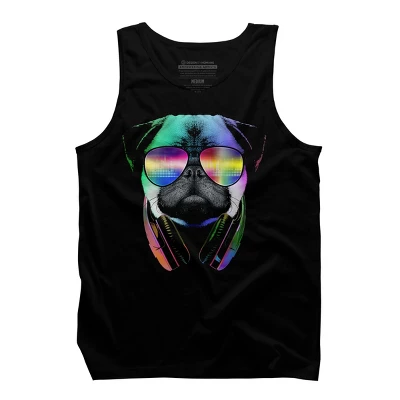 Men's Design By Humans Rainbow Disco Pug By Clingcling Tank Top 4 Men's Design By Humans Rainbow Disco Pug By Clingcling Tank Top - Image 4